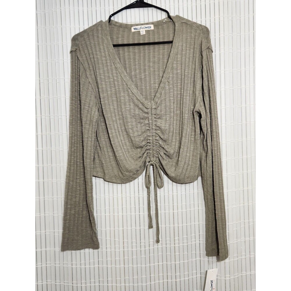Wallflower Drawstring Crop Top Size Large Color Olive Green